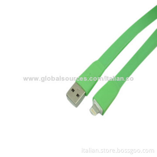 Rainbow Colors Flat USB Lightning Cables for iPhone 5, 1/2/3m Length